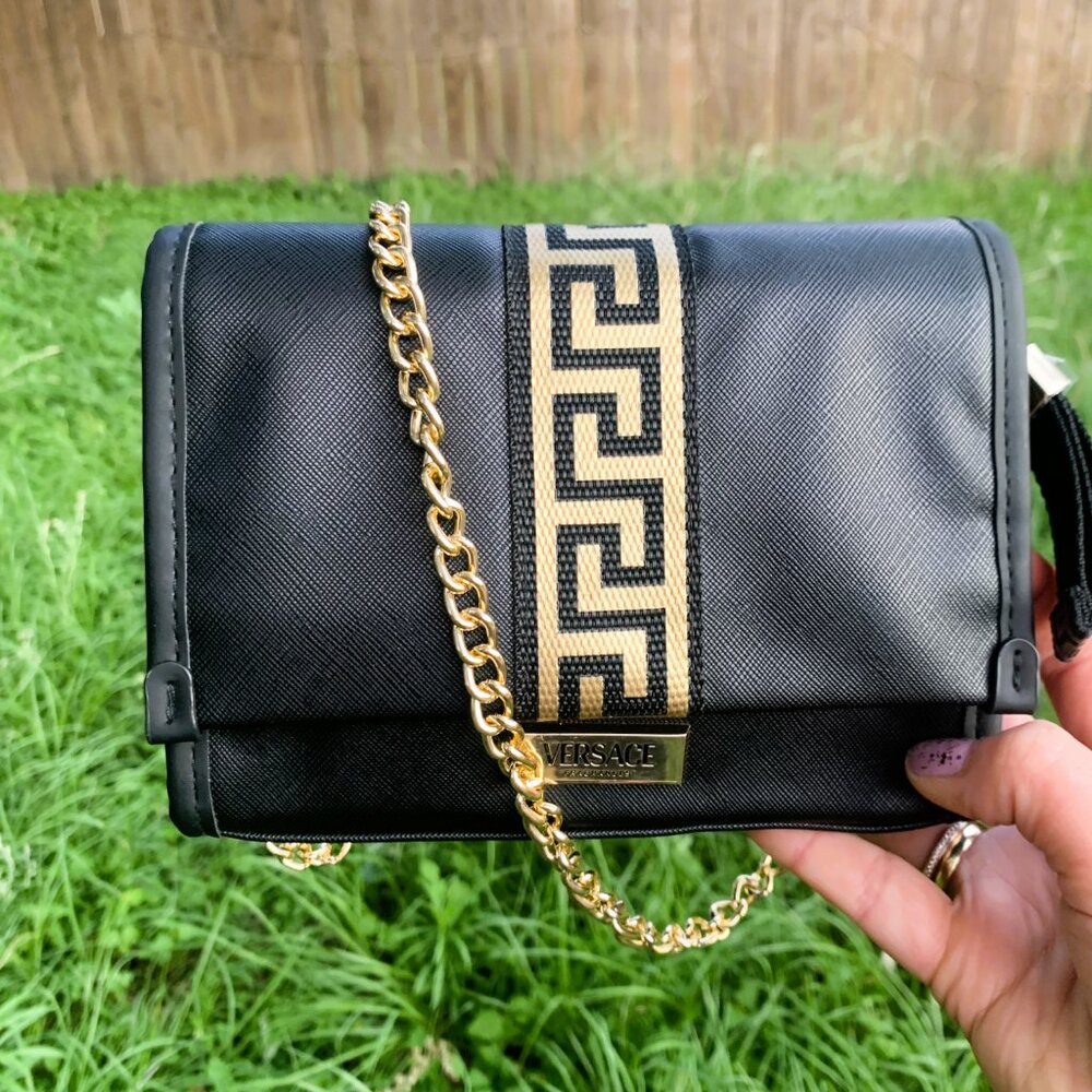 VERSACE Crossbody Perfume Cosmetic Clutch Bag Limited Edition NEW Black Gold - Picture 16 of 16